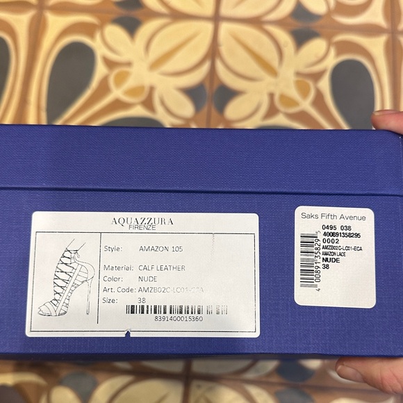 Aquazzura Women's Lace-Up Heels - Cream - Picture 6 of 6